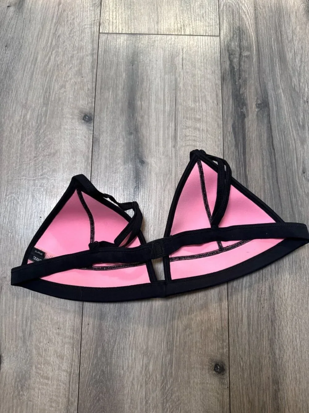 Triangl Pink & Black Neoprene Bikini Top XL